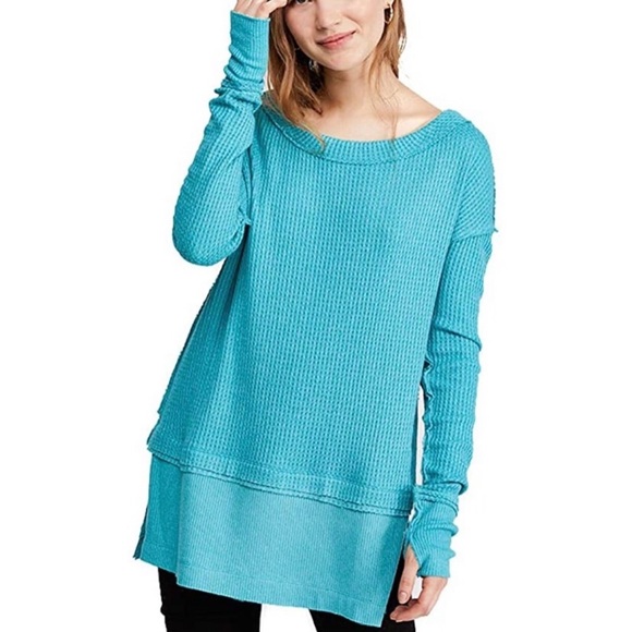 Free people North Shore Aqua Bright Thermal Tunic Size Small - Picture 1 of 11